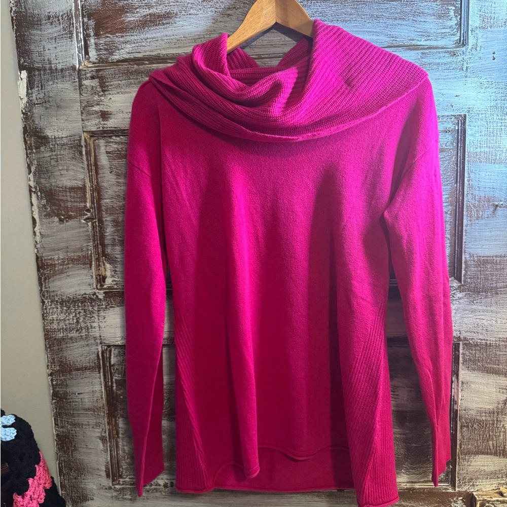 Nordstrom Cashmere Vibrant Pink Cowl Neck Sweater